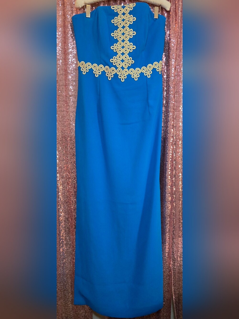 NWT Lilly Pulitzer Kristella Crepe Back Satin Strapless Lace Trim Maxi Dress 6 - Picture 7 of 11